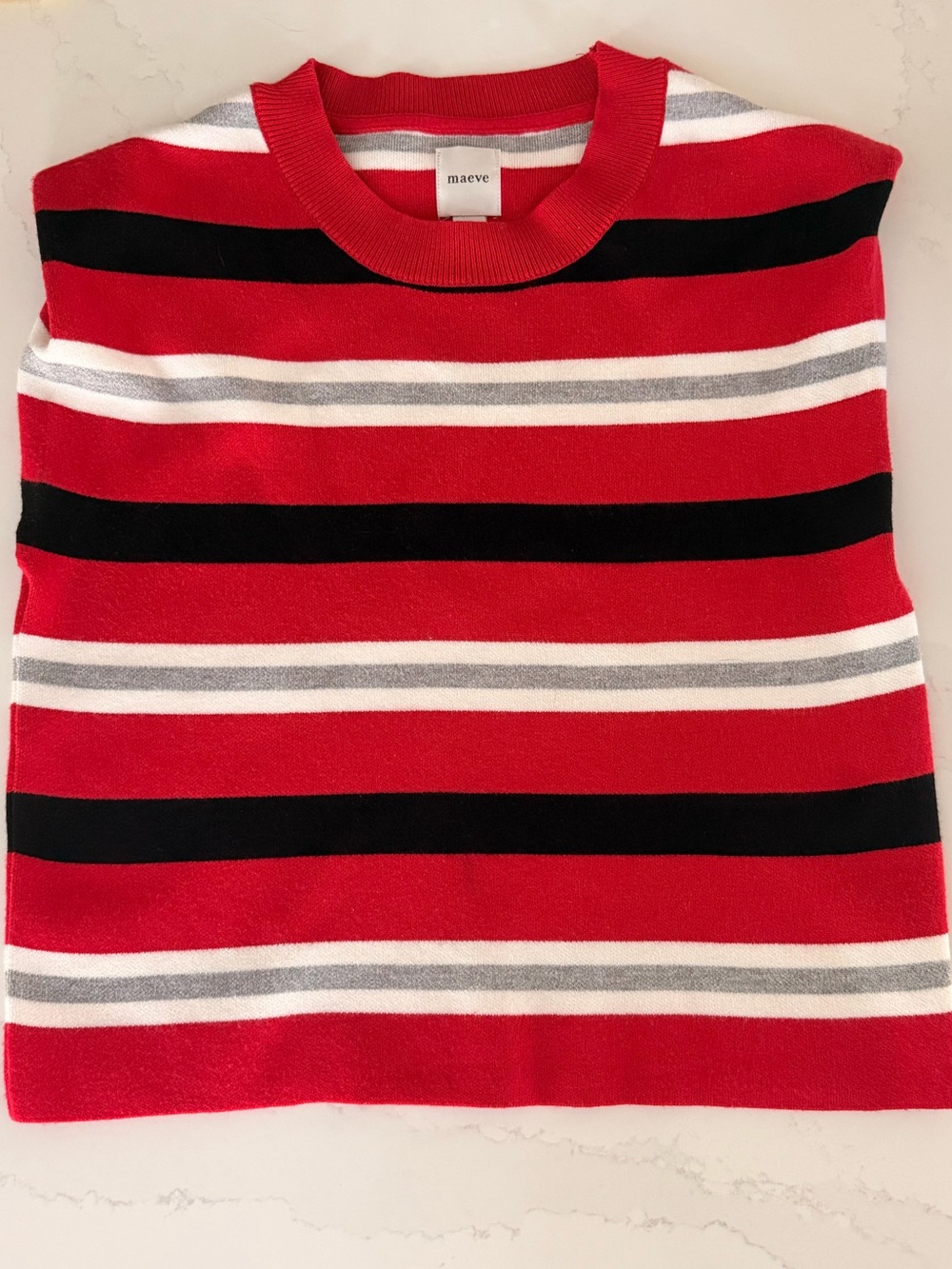 Maeve Red Black White Striped Kids Knit Top